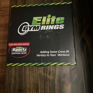 Elite Gym Rings with Bonus Skipping Rope Cross‎ fit
